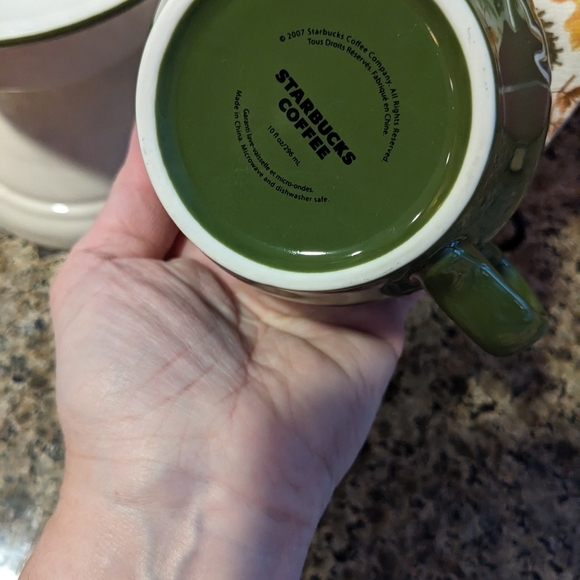 Starbucks 2007 Green 10oz Cup & Saucer Set Embossed Leaf Design Mug Fall Decor - Picture 6 of 9
